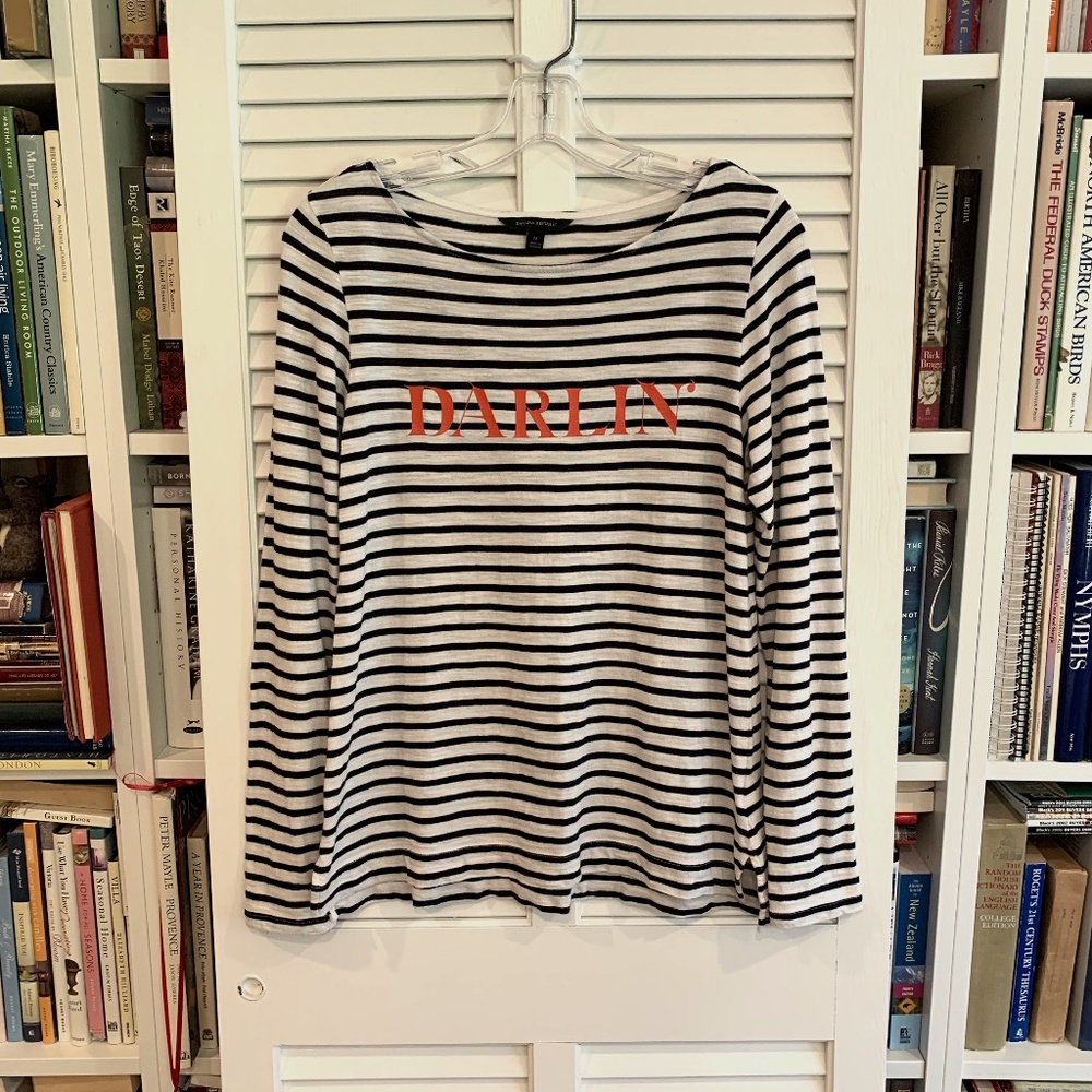 Banana Republic Black & White Striped Long Sleeve DARLIN' T-Shirt M